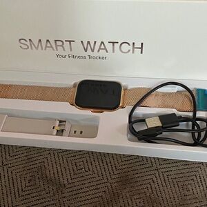 Smart Watch Fitness Tracker - goldtone black face extra casual band included new